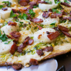 Scallop Bacon Brussels Sprout Pizza