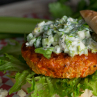 Buffalo Chicken Burger with Celery Blue Cheese Topping