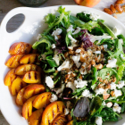 Grilled Peach Goat Cheese Salad with Candied Almonds
