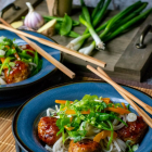 Spicy Chicken Meatball Rice Noodle Bowl