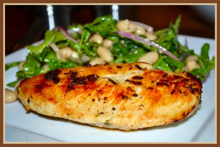 Rosemary Lemon Chicken with Arugula Cannellini Bean Salad - What the ...