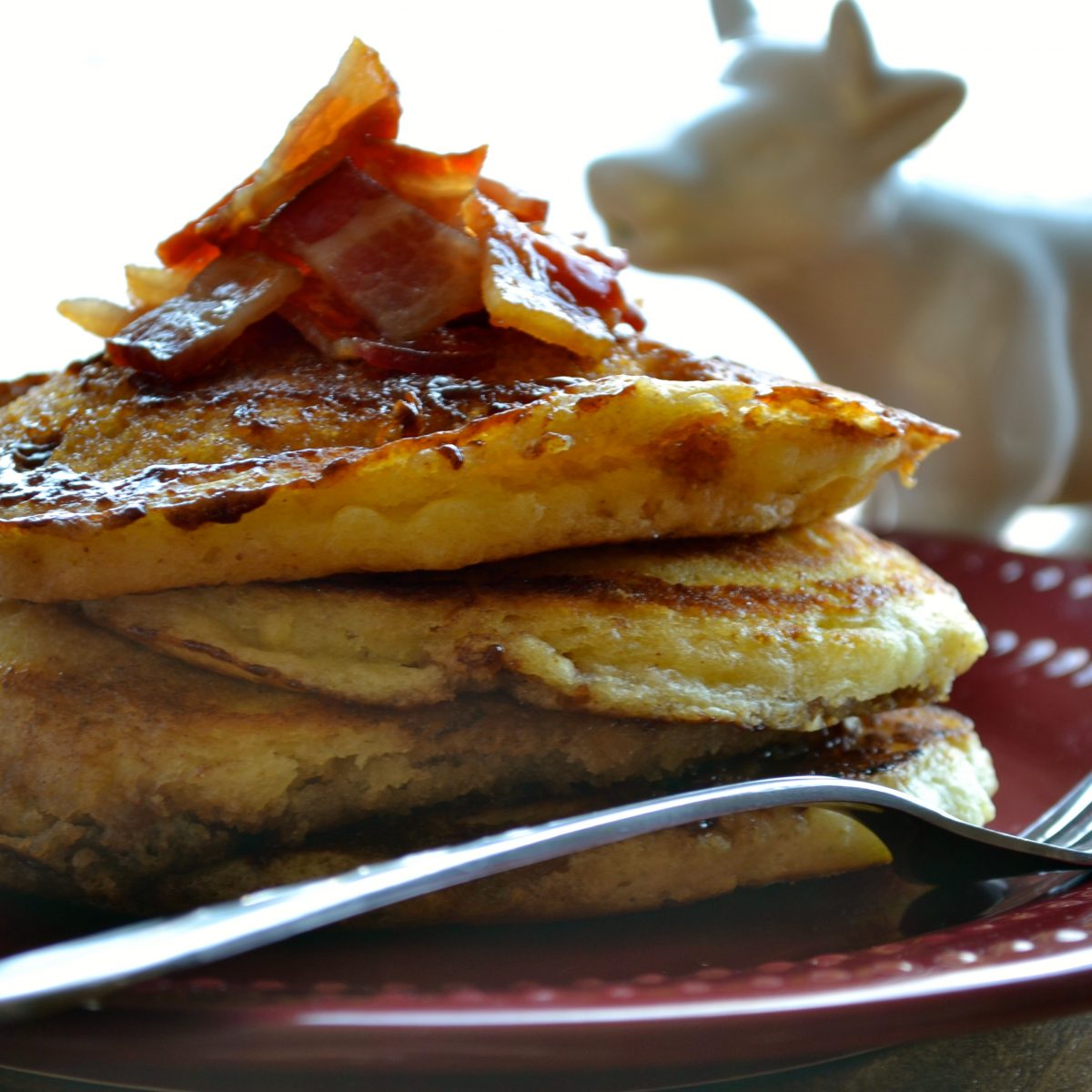Cinnamon Roll Pancakes with Brown Sugar Bacon What the "Forks" for