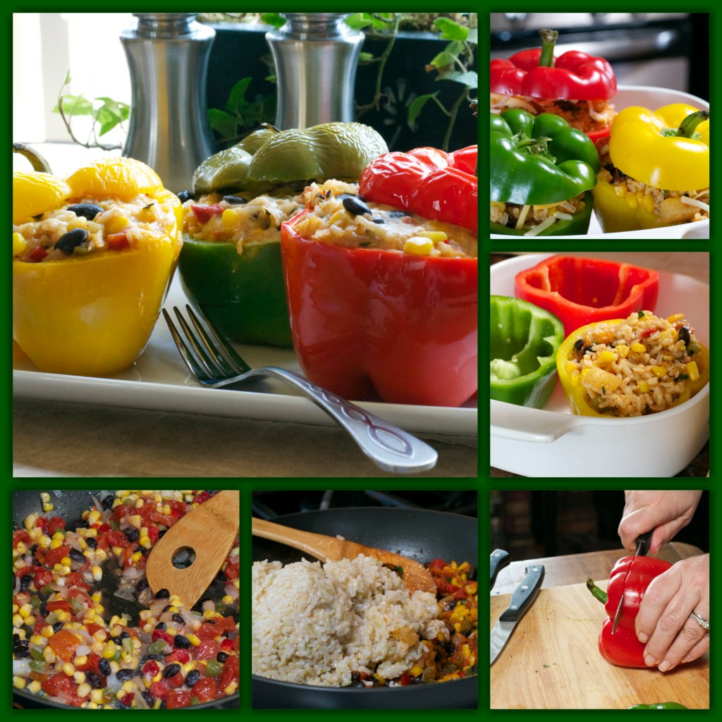 Mexican Meatless Stuffed Peppers Collage