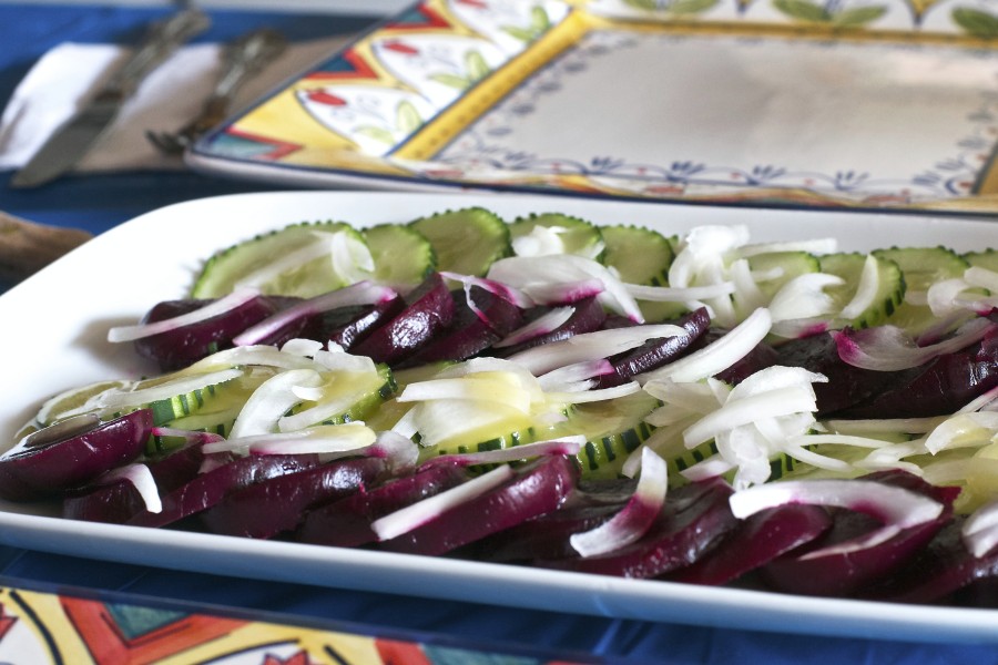 Beet, Cucumber, Sweet Onion Salad with DijonHoney DressingWhat the "Forks" for Dinner?
