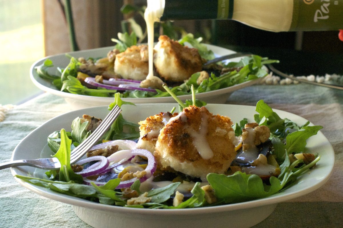 Roasted Beet Salad with Fuji Fried Goat Cheese What the Forks for Dinner?