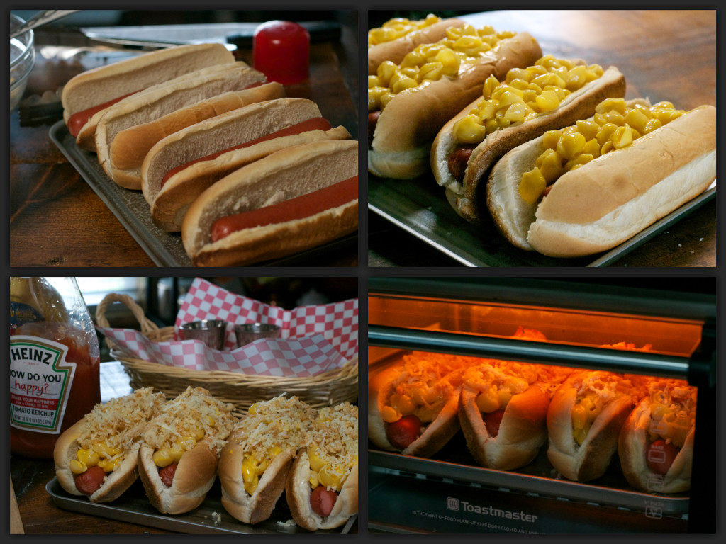Crunchy Topped Mac & Cheese Dogs Collage