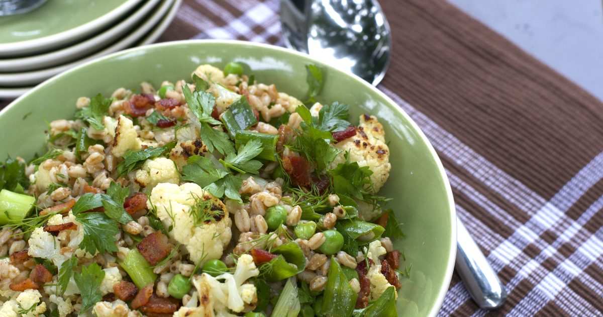 Farro Cauliflower Bacon Salad What the Forks for Dinner?