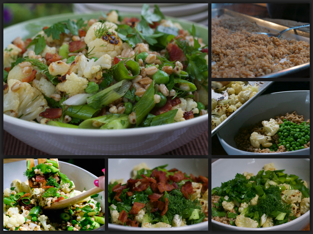 Farro Cauliflower Bacon Salad Collage