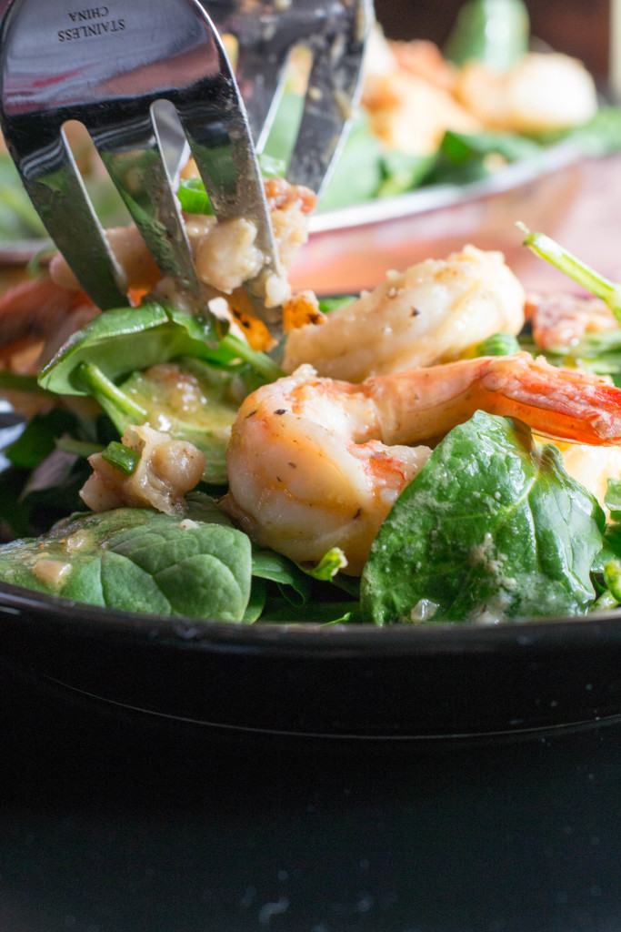 Warm Shrimp White Bean Spinach Salad 1