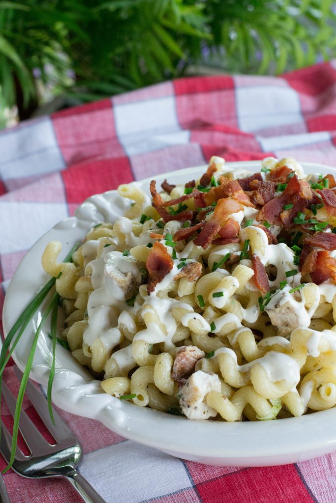 Chicken Ranch Pasta Salad with Bacon