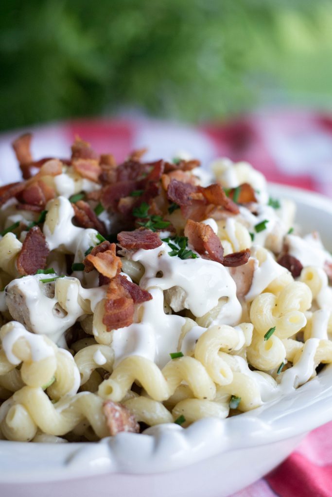 Chicken Ranch Pasta Salad with Bacon