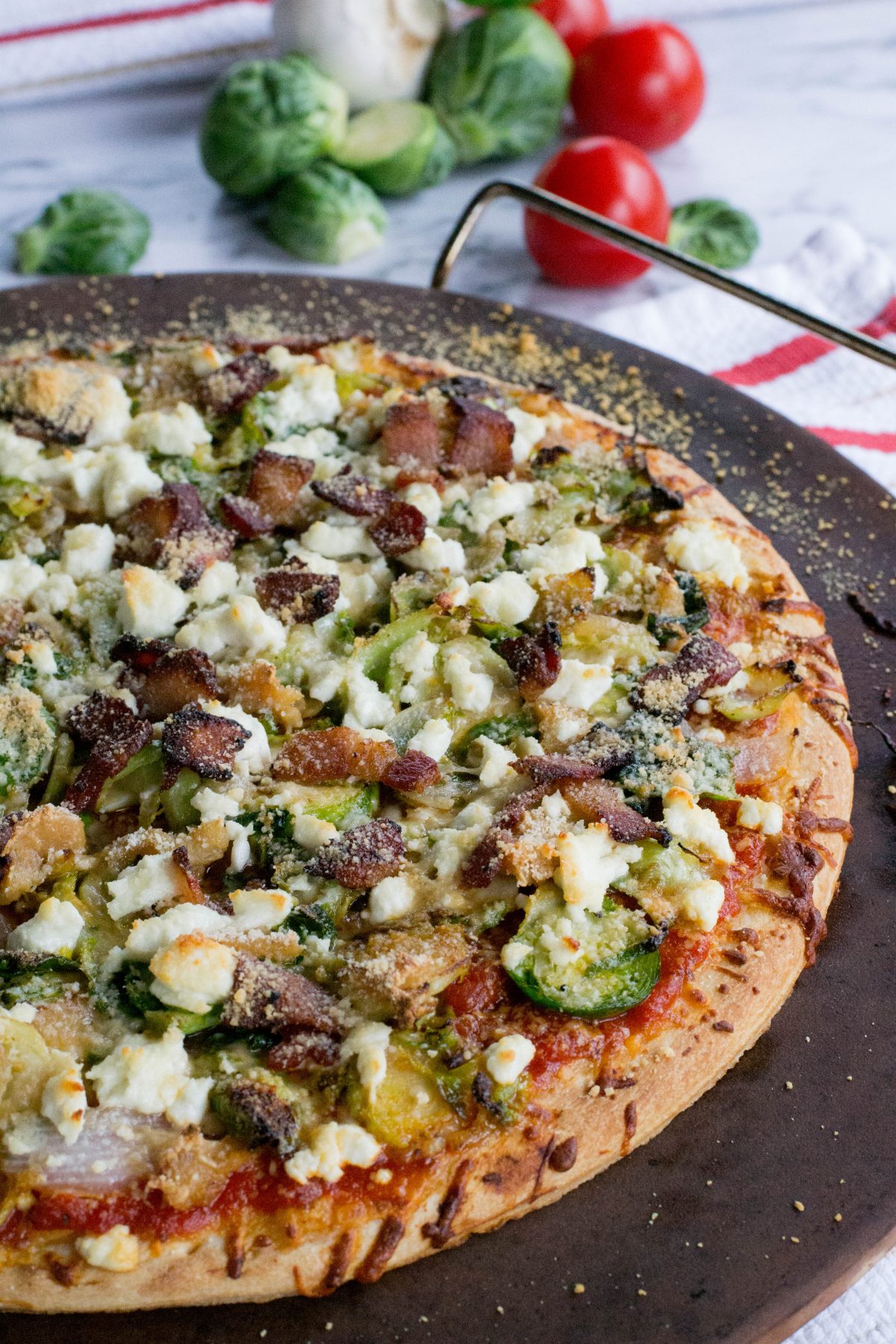 Brussels Sprouts Goat Cheese Bacon Pizza What the Forks for Dinner?