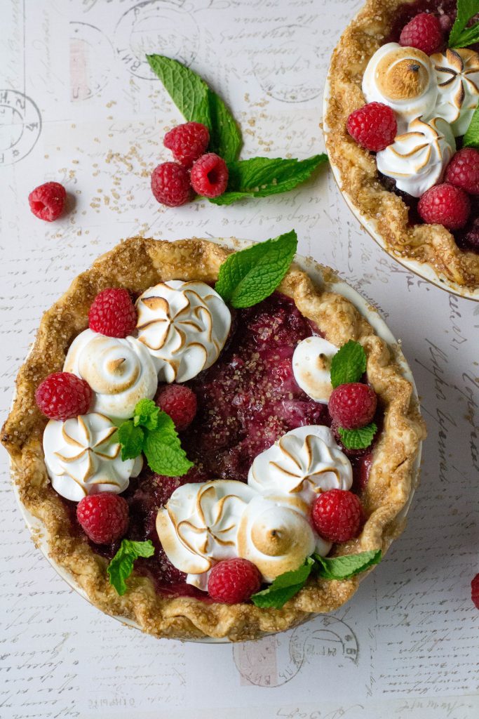Raspberry Italian Meringue Pie