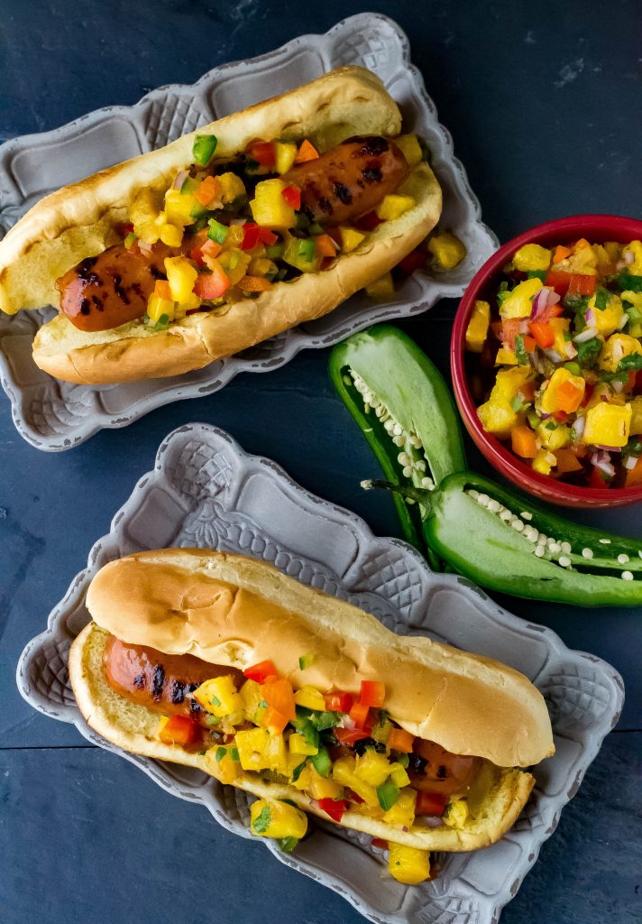 Grilled Aloha Chicken Sausage with Fresh Pineapple Ginger Salsa