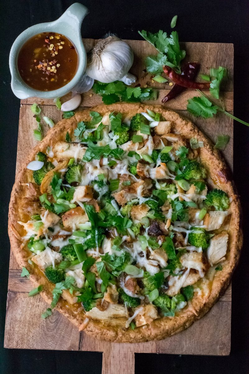 Sweet Chili Chicken Pizza with Cauliflower Crust What the Forks for