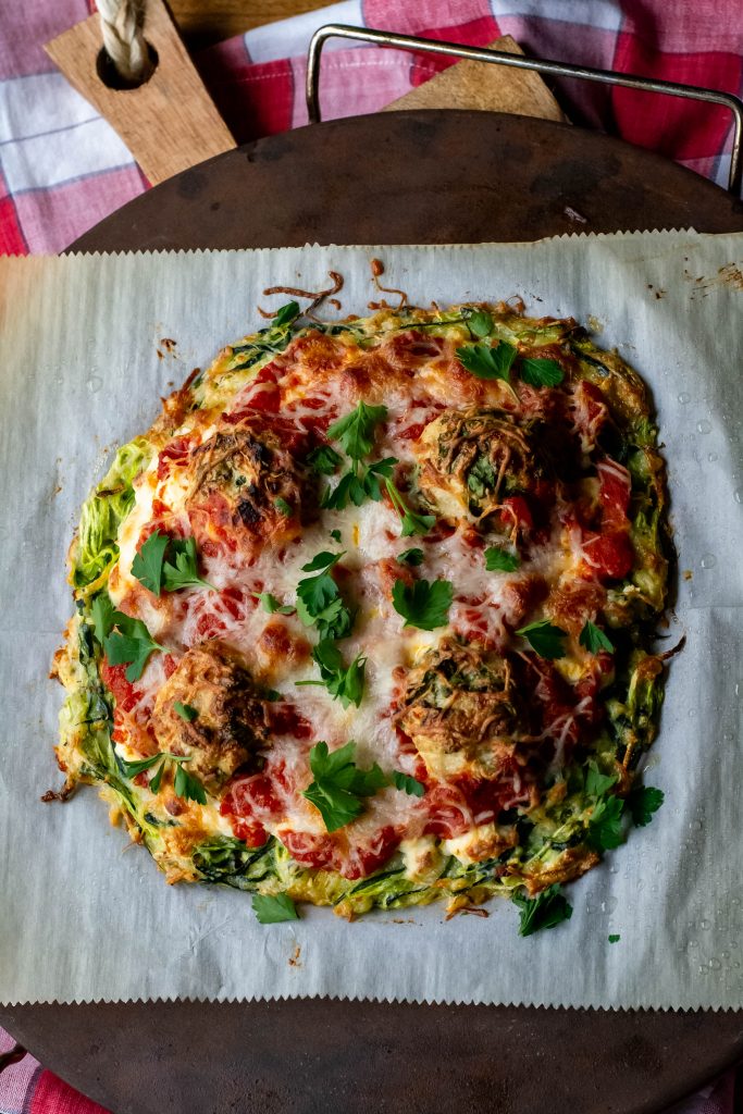 Zucchini Meatball Pizza