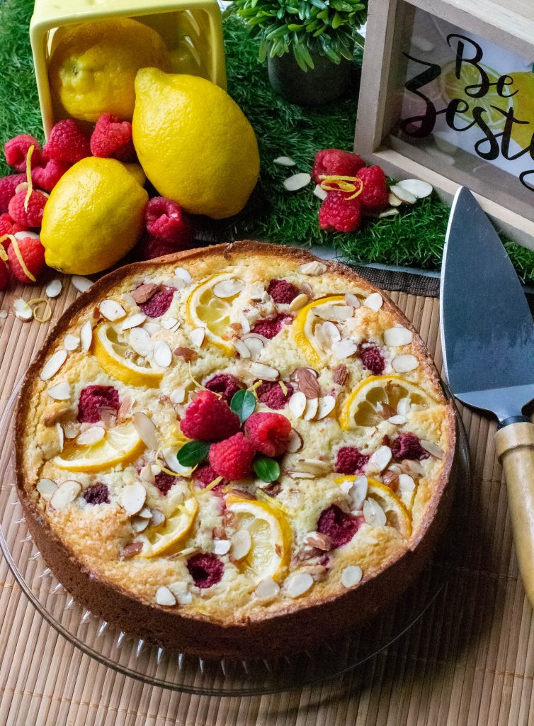 Raspberry Lemon Almond Ricotta Cake