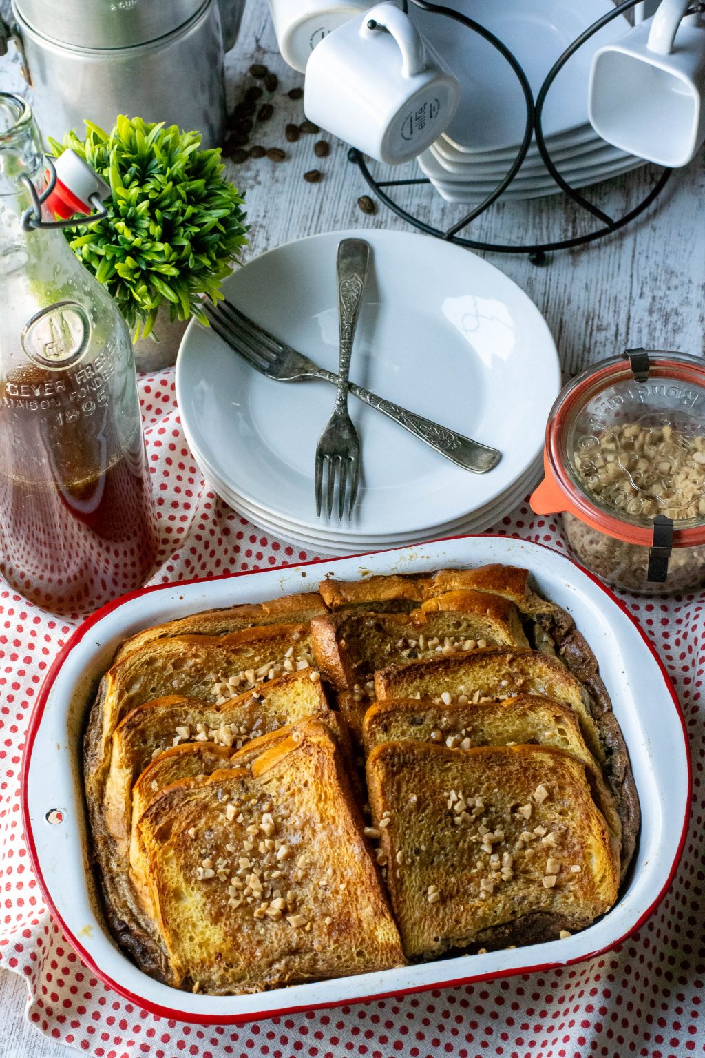 Overnight Toffee French Toast with Toffee Syrup What the Forks for